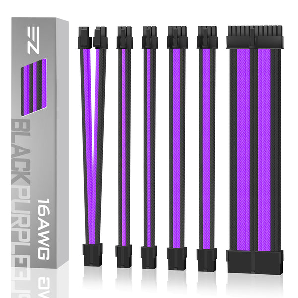 16 AWG NYLON PSU EXTENSION - BLACK/PURPLE