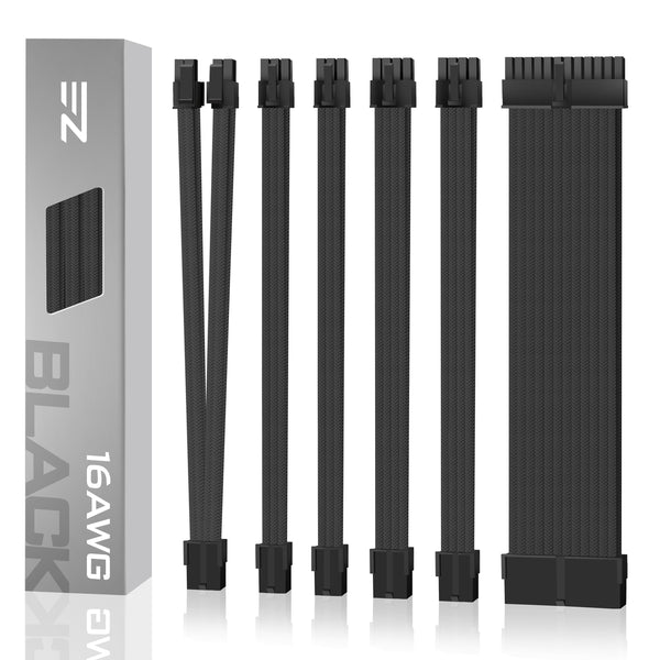 16 AWG NYLON PSU EXTENSION - BLACK