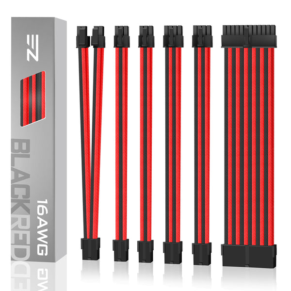 16 AWG NYLON PSU EXTENSION - BLACK/RED