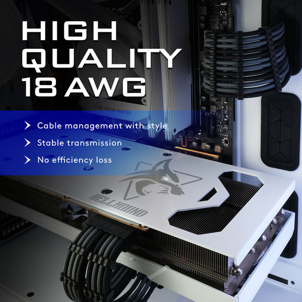 18 AWG Sleeved Cable - BLACK/GRAY