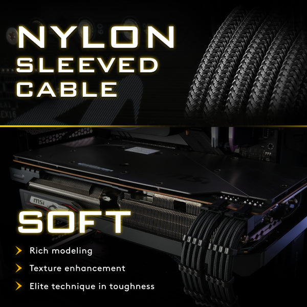 18 AWG SUPER SOFT NYLON PSU EXTENSION - BLACK