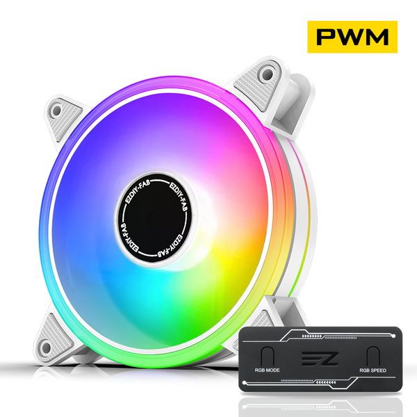 White Moonlight 120mm RGB Case Fan with PWM Fan HUB