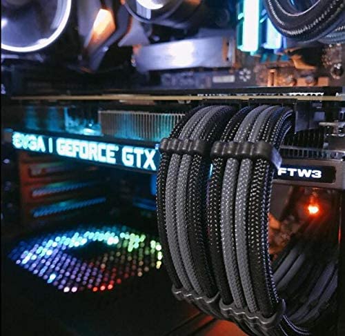 16 AWG NYLON PSU EXTENSION - BLACK/GRAY