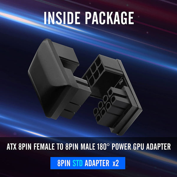 GPU 8 Pin U Turn 180° Connector (Standard) - 2 PACK