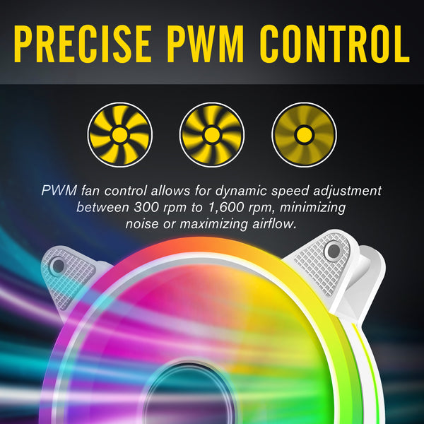 White Moonlight 120mm RGB Case Fan with PWM Fan HUB