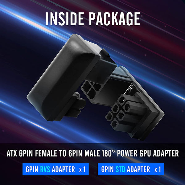 GPU 6 Pin U Turn 180° Connector (Standard+Reverse) - 2 PACK