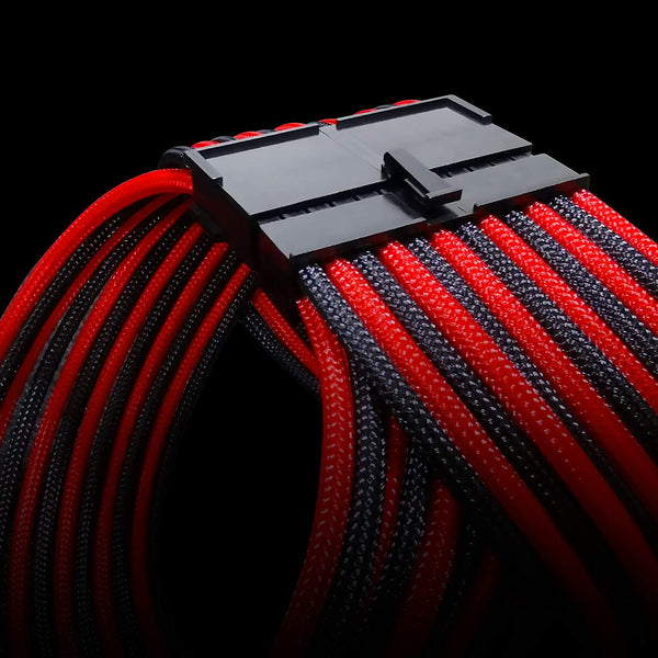 16 AWG NYLON PSU EXTENSION - BLACK/RED