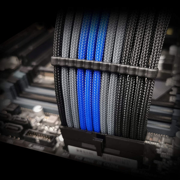 16 AWG NYLON PSU EXTENSION - BLACK/GRAY/BLUE