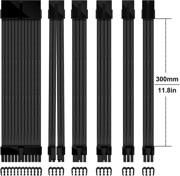 16 AWG NYLON PSU EXTENSION - BLACK