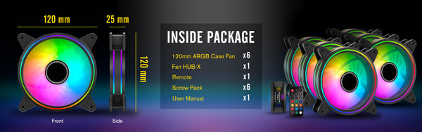 Moonlight 120mm RGB Case Fan with Fan Hub X and Remote
