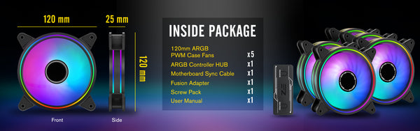 Moonlight 120mm RGB Case Fan with PWM Fan HUB