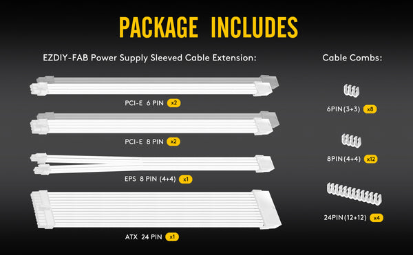16 AWG NYLON PSU EXTENSION - WHITE CONNECTOR