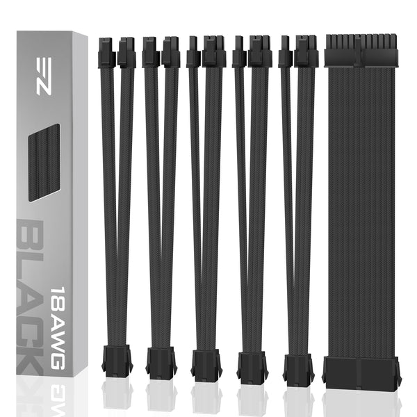 18 AWG SUPER SOFT NYLON PSU EXTENSION - BLACK
