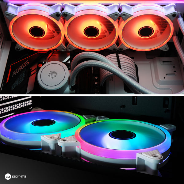 White Moonlight 120mm RGB Case Fan with PWM Fan HUB