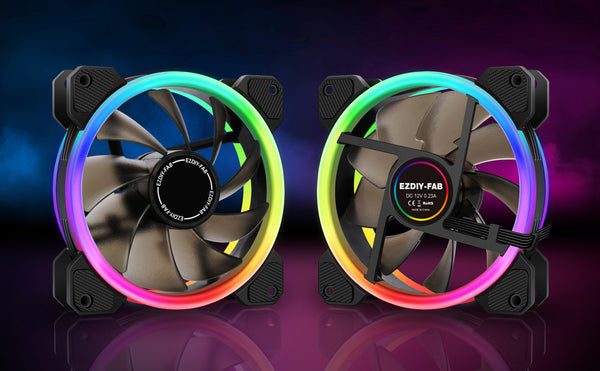 Dual Ring 120mm RGB Case Fan with Fan Hub X and Remote