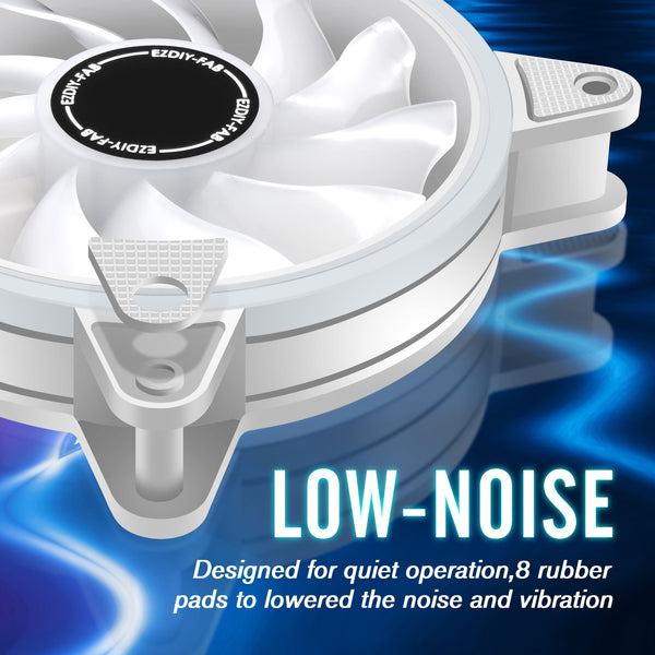 White Moonlight 120mm RGB Case Fan with PWM Fan HUB
