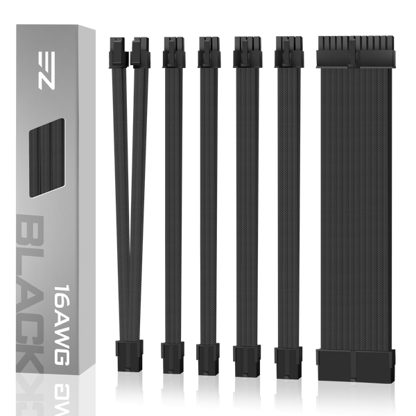 16 AWG NYLON PSU EXTENSION - BLACK