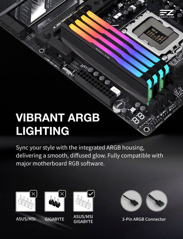 RH01 ARGB RAM Memory Cooling Heatsink-1 Pack