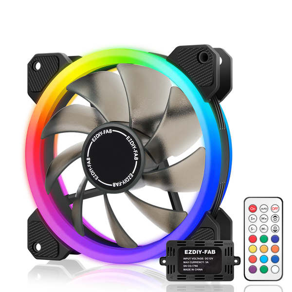 Dual Ring 120mm RGB Case Fan with HUB and Remote