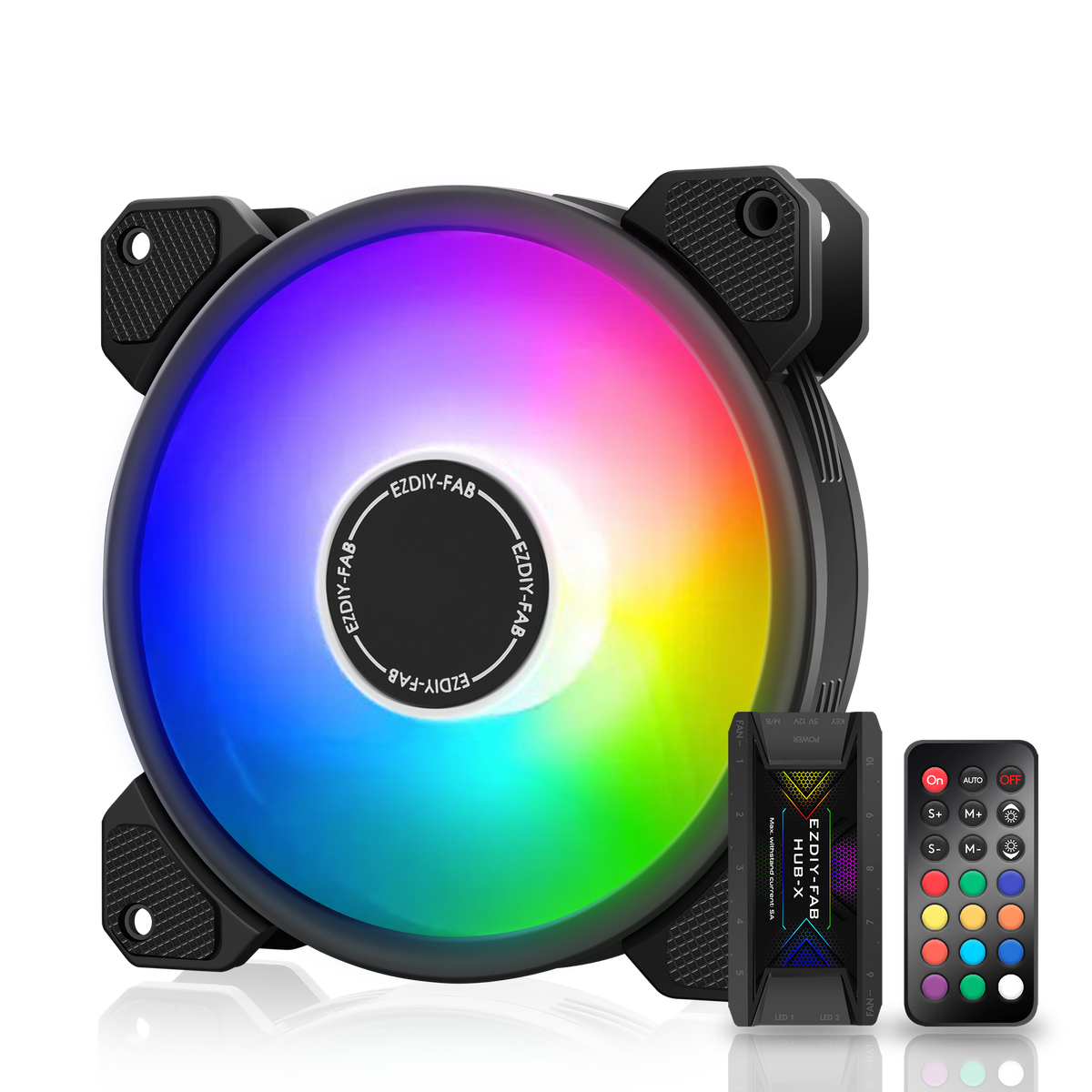 120mm Computer Case Fan with Fan Hub X and Remote – EZDIY-FAB