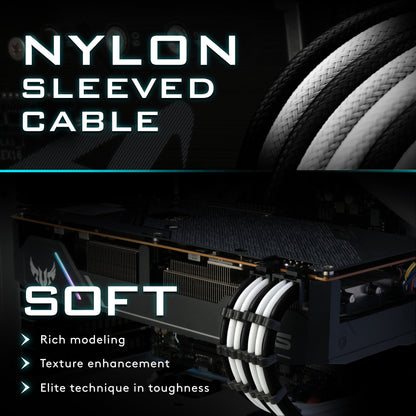 18 AWG SUPER SOFT NYLON PSU EXTENSION - BLACK/WHITE