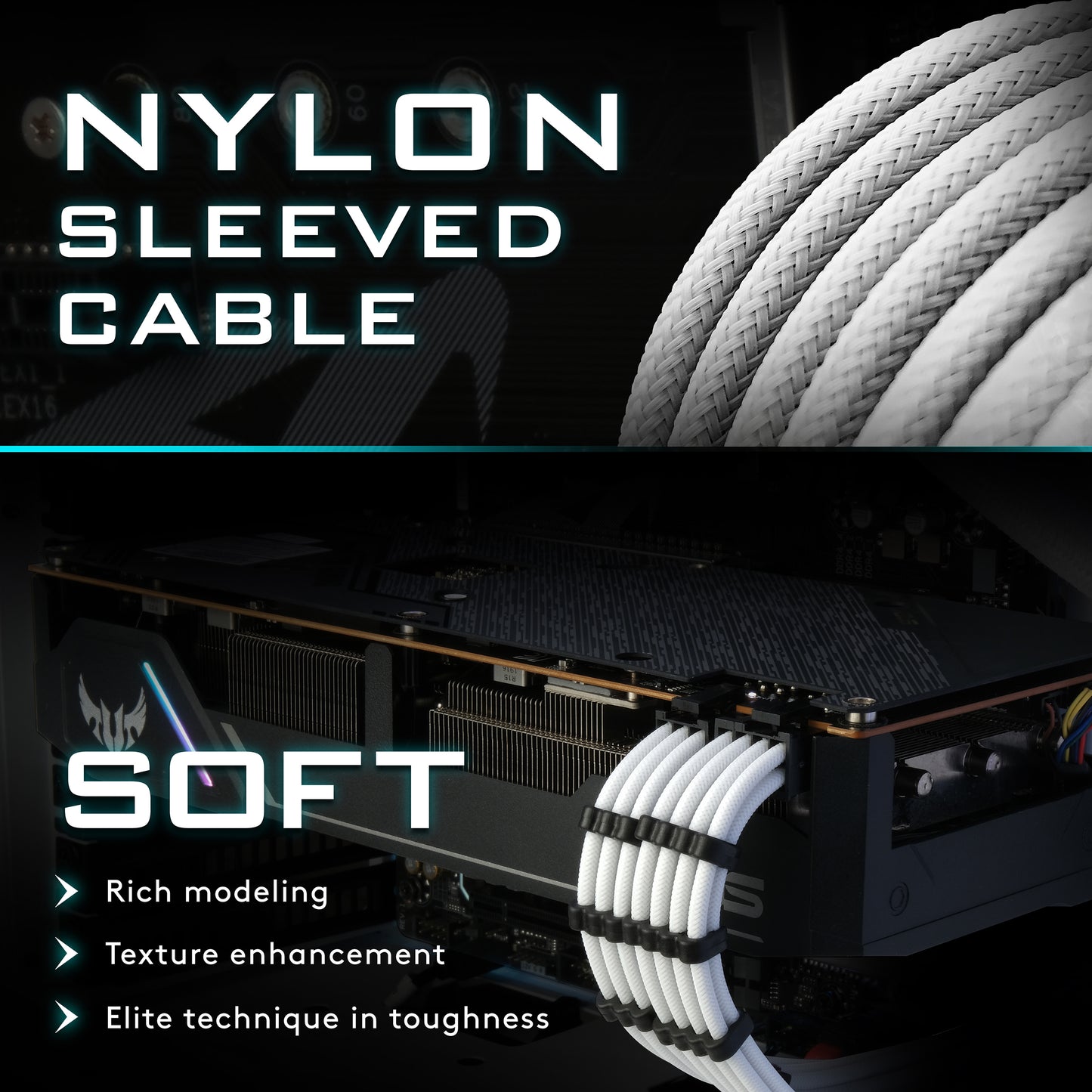 18 AWG SUPER SOFT NYLON PSU EXTENSION - WHITE
