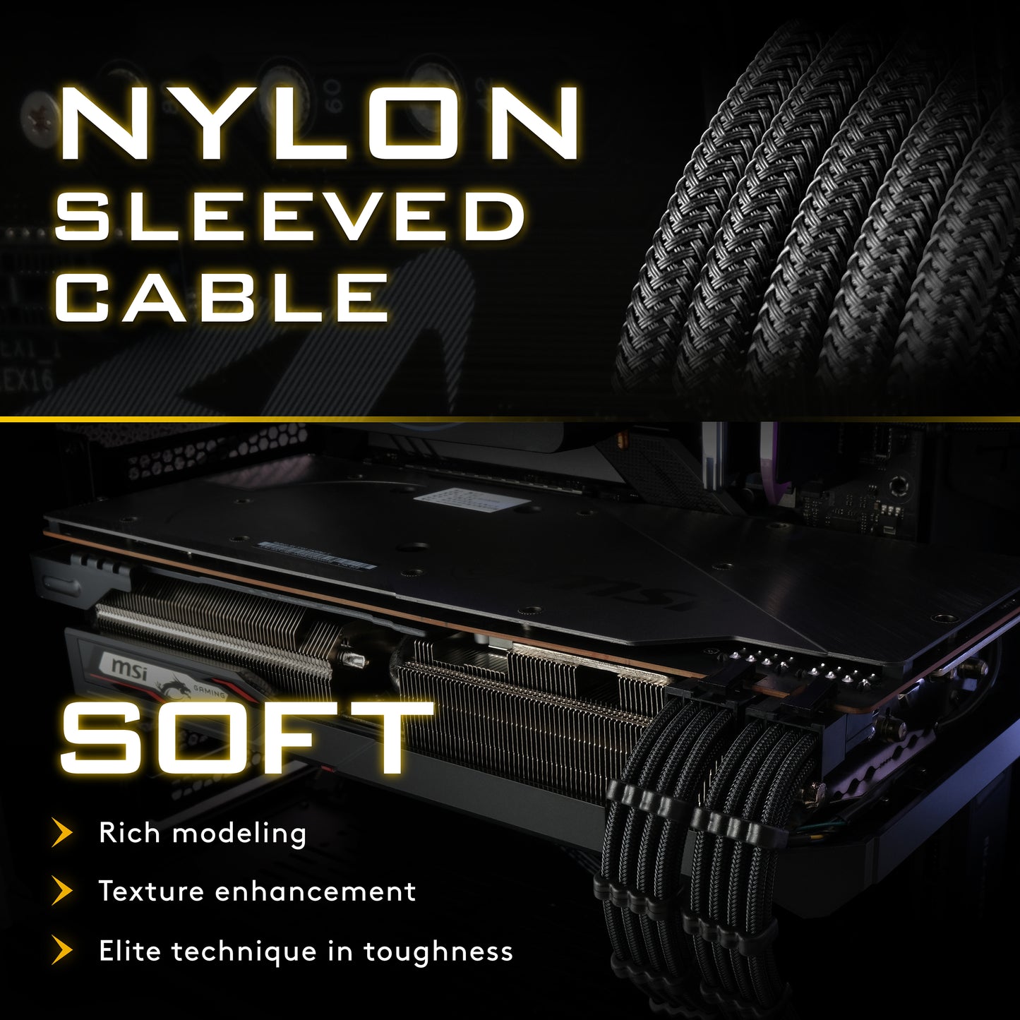 18 AWG SUPER SOFT NYLON PSU EXTENSION - BLACK