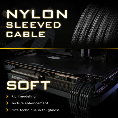 18 AWG SUPER SOFT NYLON PSU EXTENSION - BLACK