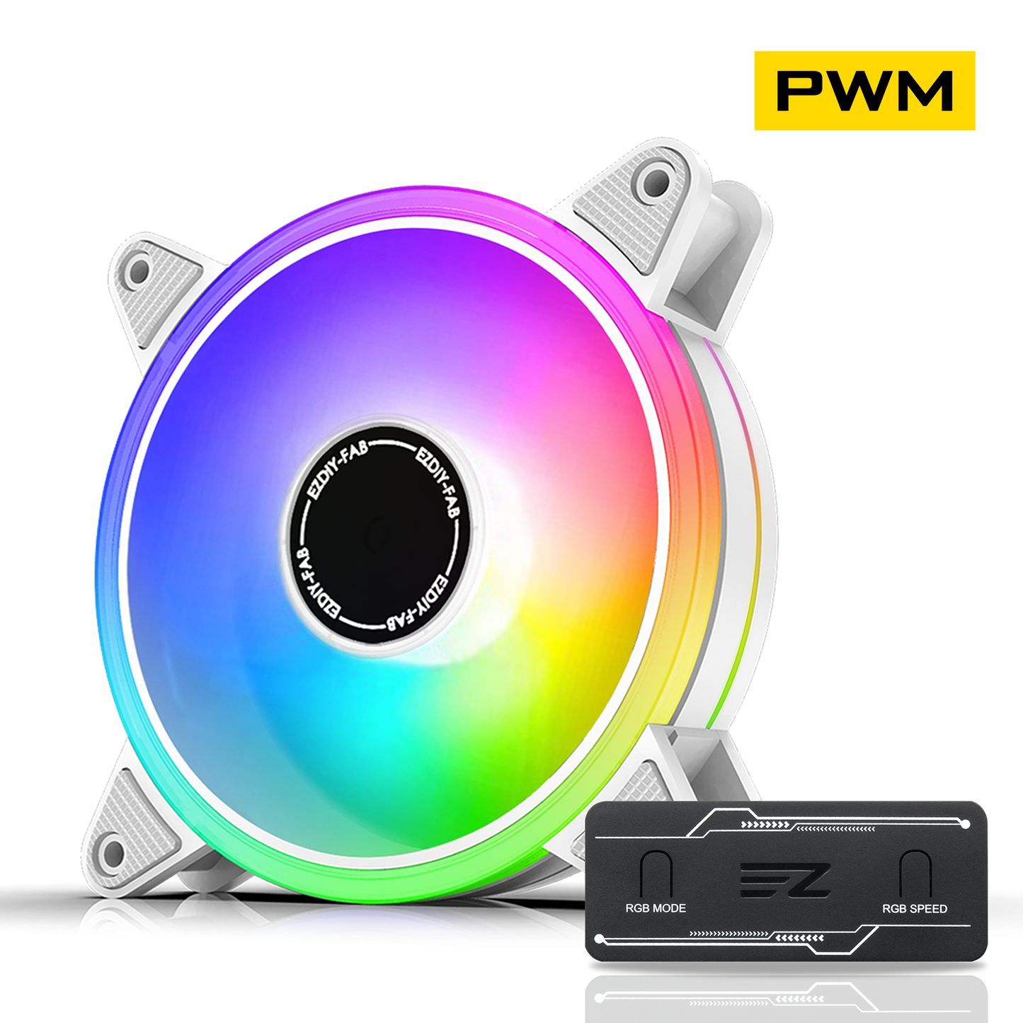 White Moonlight 120mm RGB Case Fan with PWM Fan HUB