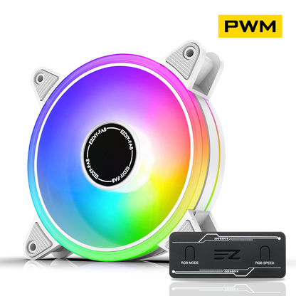 White Moonlight 120mm RGB Case Fan with PWM Fan HUB