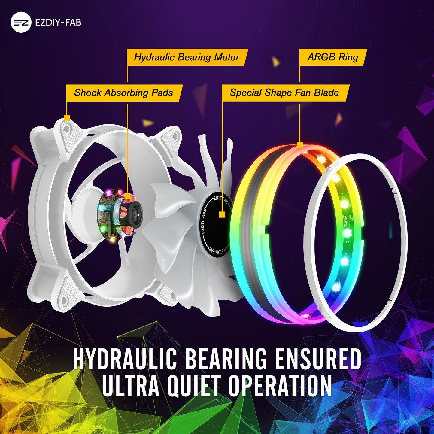 White Moonlight 120mm RGB Case Fan with PWM Fan HUB