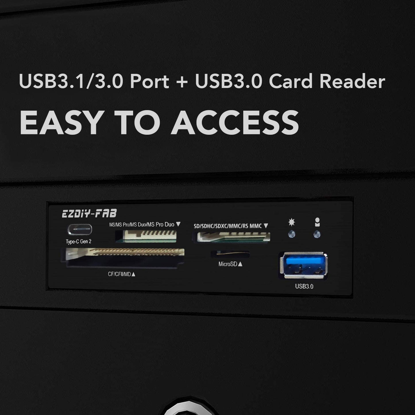3.5in PC Front Panel Internal Card Reader USB HUB, USB 3.1 Gen2 Type-C Port,USB 3.0