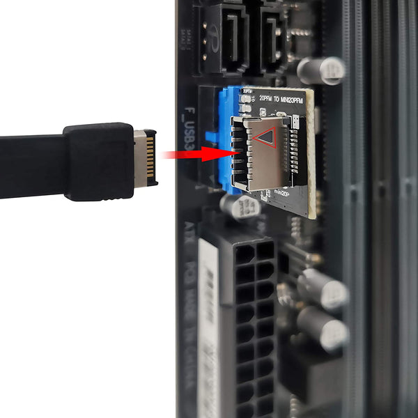 USB 3.0 (3.1 Gen 2) Internal (19-Pin) Header to USB 3.1/3.2 Type-C (20-Pin) A-Key Front Panel Adapter