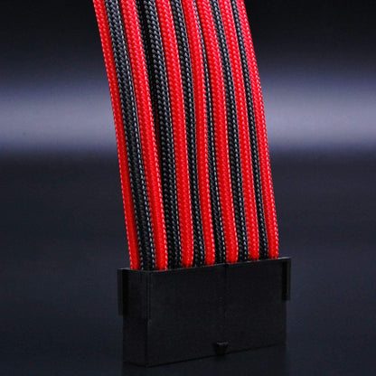 16 AWG NYLON-Netzteil-Verlängerungskabel - SCHWARZ/ROT