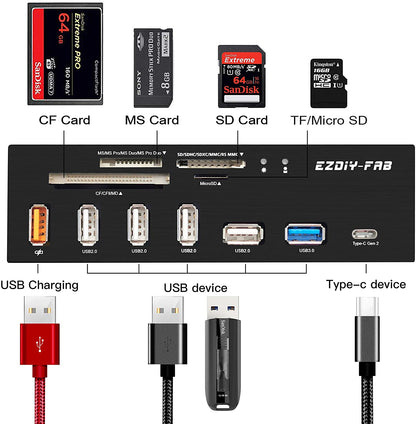 5.25in PC Front Panel Internal Card Reader USB HUB, USB 3.1 Gen2 Type-C Port