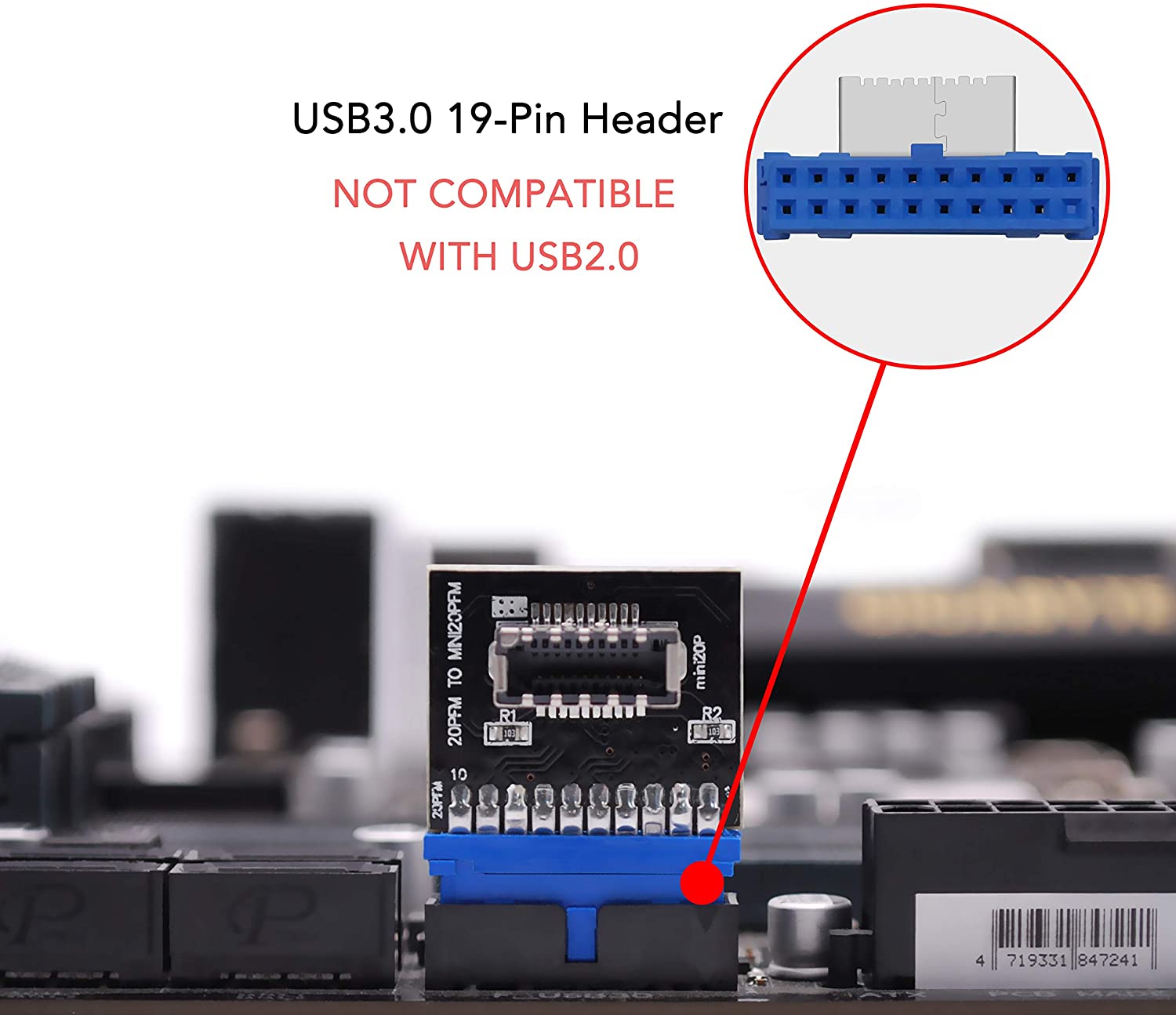 USB 3.0 (3.1 Gen 2) Internal (19-Pin) Header to USB 3.1/3.2 Type-C (20 ...