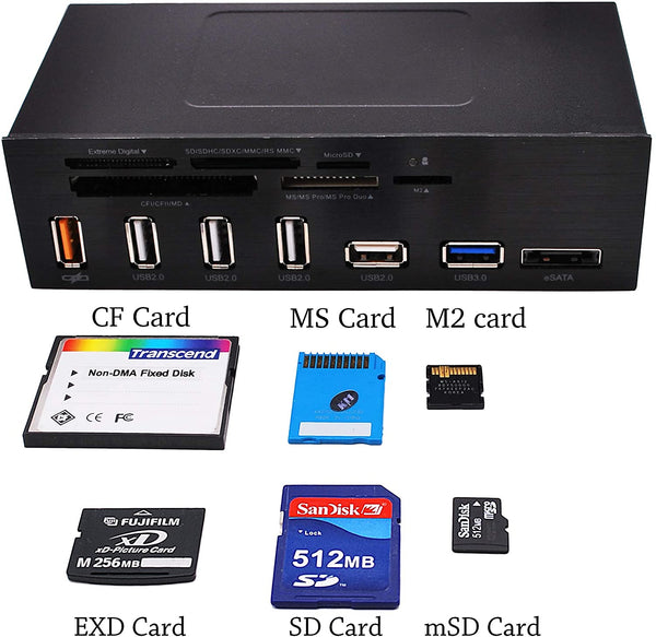 5.25 inch USB 3.0 Multi-Card Reader with USB Charging Port