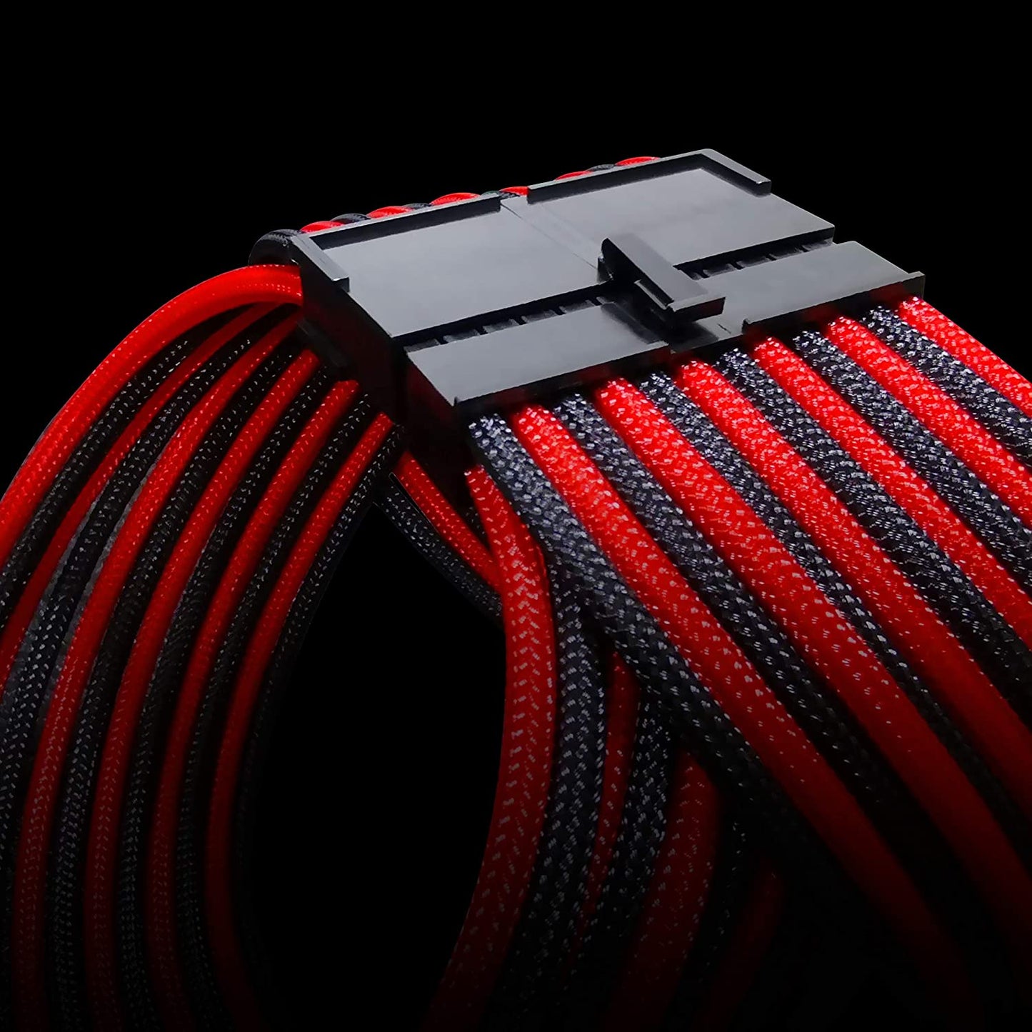 16 AWG NYLON-Netzteil-Verlängerungskabel - SCHWARZ/ROT