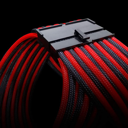 16 AWG NYLON-Netzteil-Verlängerungskabel - SCHWARZ/ROT