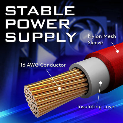 16 AWG NYLON PSU-VERLÄNGERUNG - SCHWARZ