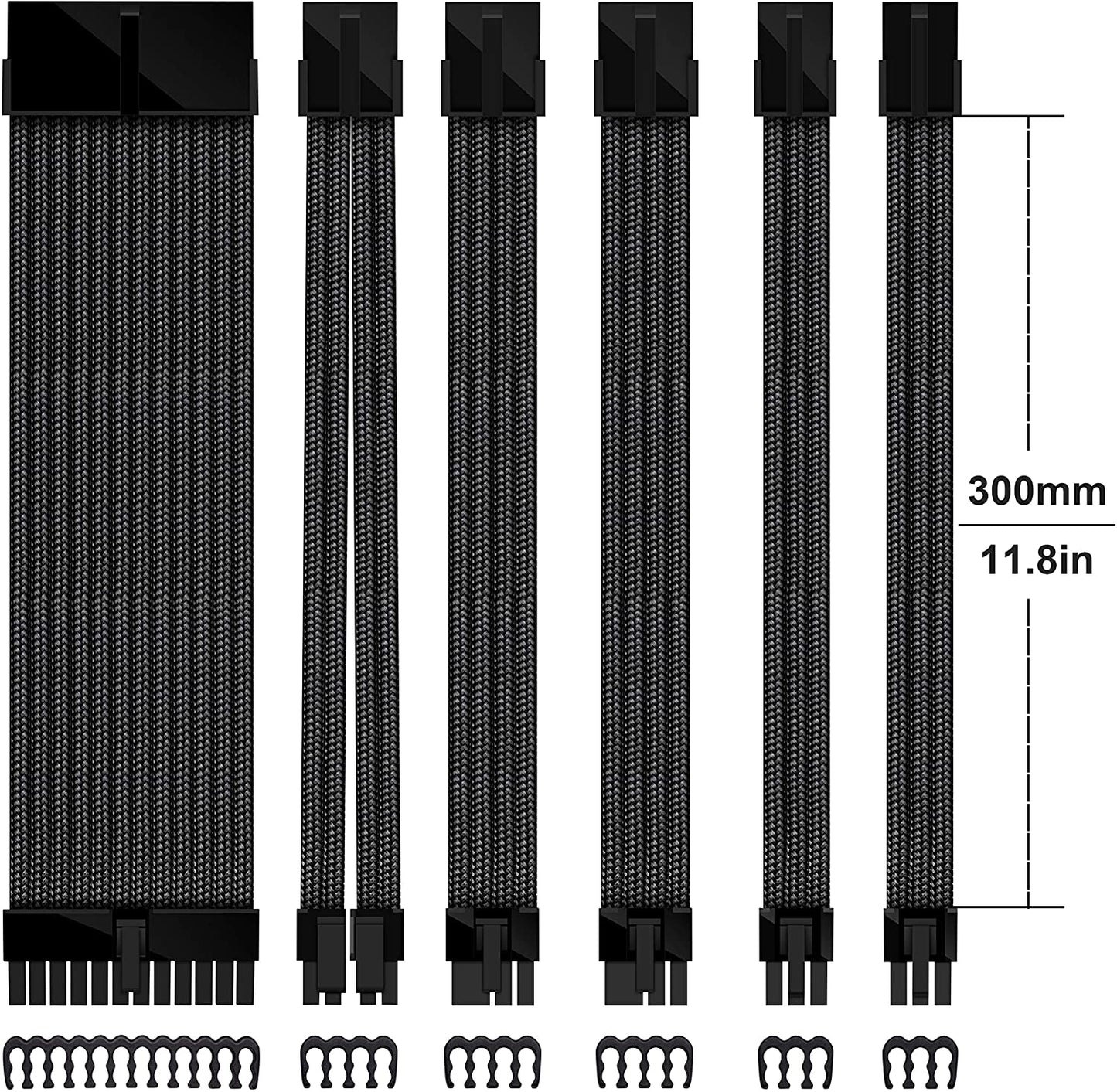 16 AWG NYLON PSU-VERLÄNGERUNG - SCHWARZ