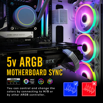 White Moonlight 120mm RGB Gehäuselüfter mit Lüfter-Hub X und Fernbedienung