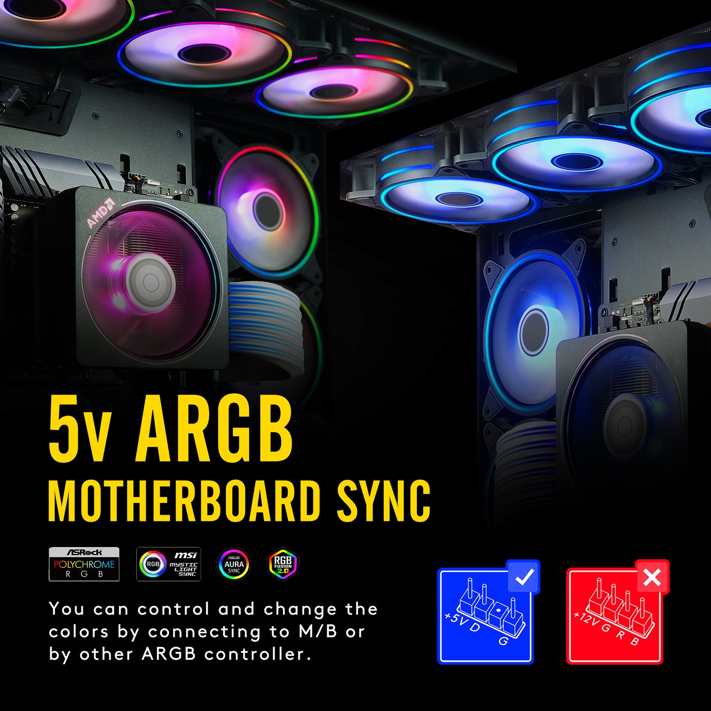 Moonlight 120mm RGB Case Fan with Fan Hub X and Remote