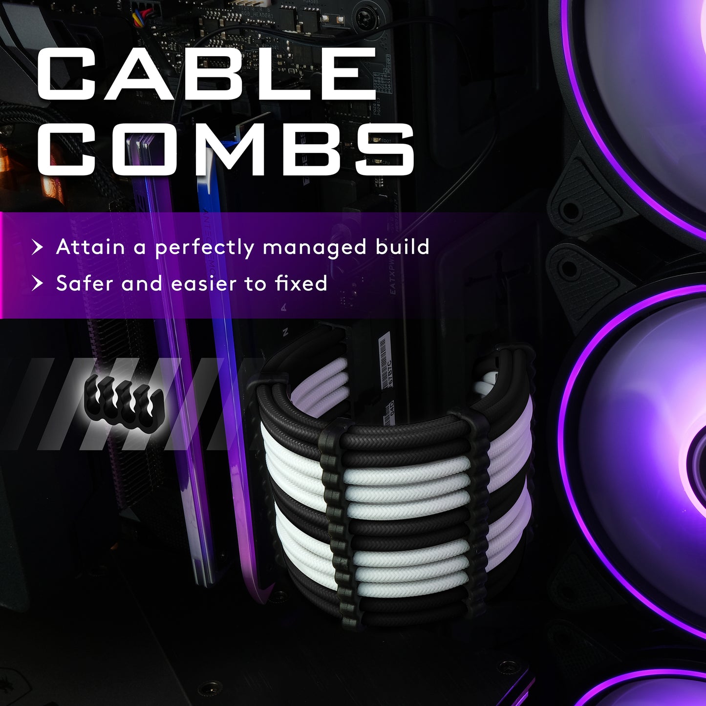 18 AWG SUPER SOFT NYLON PSU EXTENSION - BLACK/WHITE
