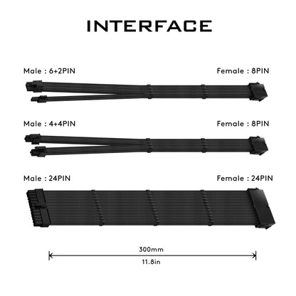 18 AWG SUPER SOFT NYLON PSU EXTENSION - BLACK