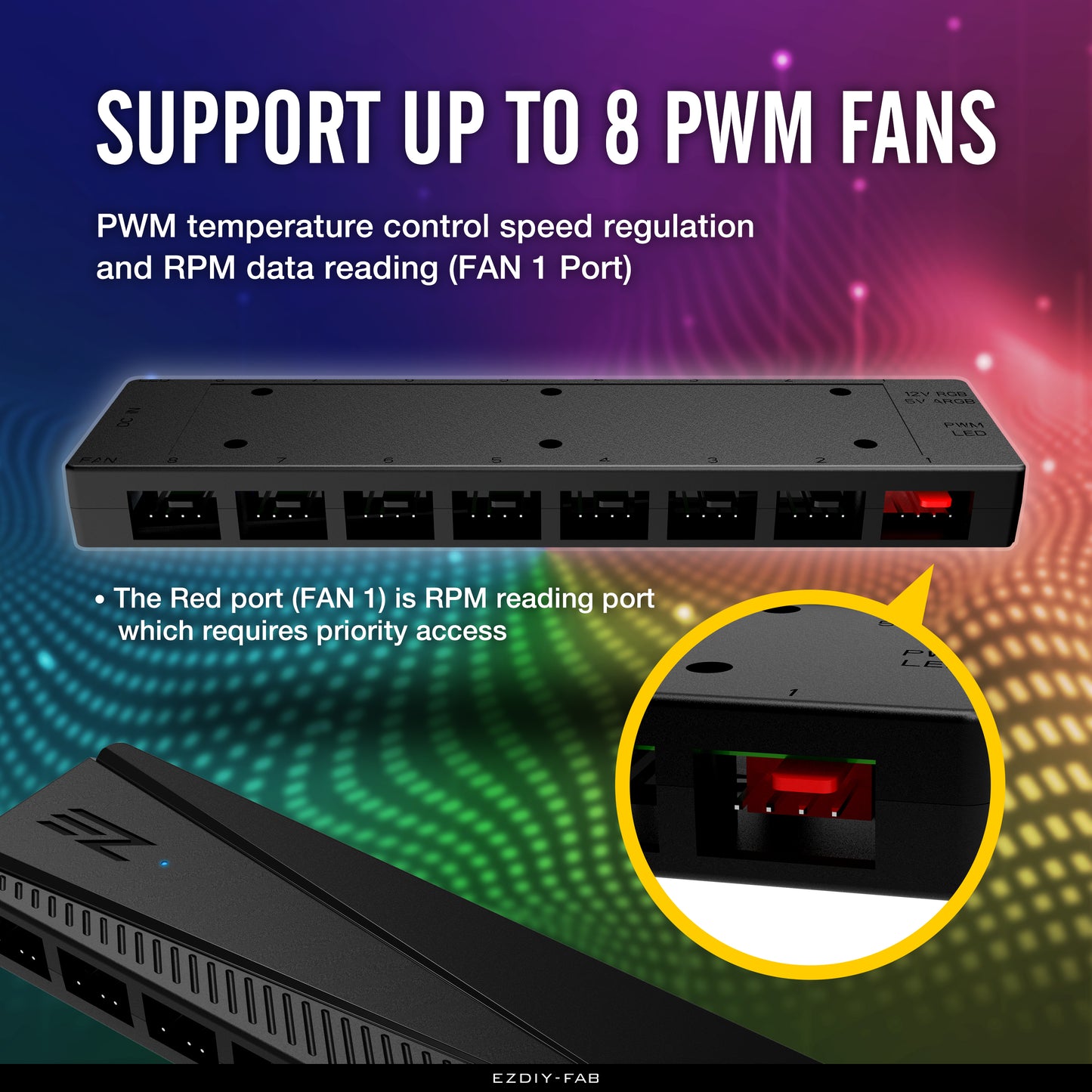 ARGB PWM Fan Hub- 8 PWM Ports+8 ARGB Ports