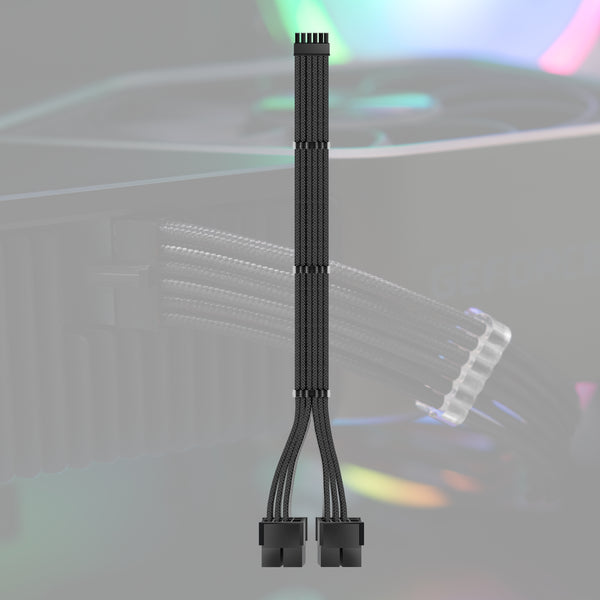 RTX 3000 Series 12 Pin to Dual 8 Pin PSU Extension Cable 300 MM - Black