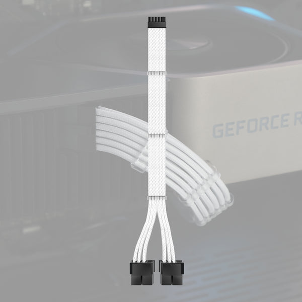 RTX 3000 Series 12 Pin to Dual 8 Pin PSU Extension Cable 300 MM - White