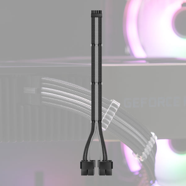 RTX 3000 Series 12 Pin to Dual 8 Pin PSU Extension Cable 300 MM - Black/Gray