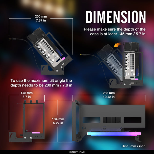 PCIE 4.0 Multi-Angle GPU MOUNT WITH ARGB MODULE